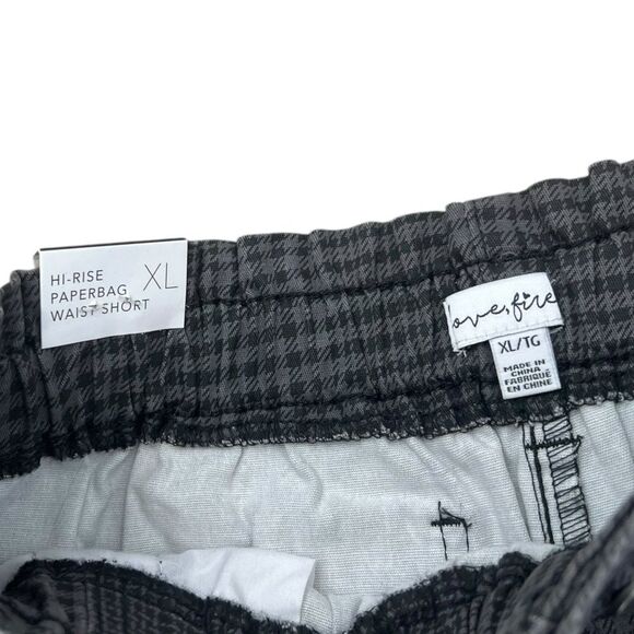 Love, Fire Gray Plaid High Waist Paperbag Shorts Kids XL - Picture 2 of 2